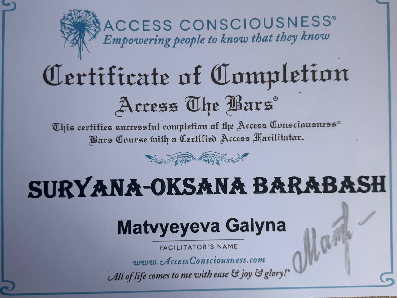 Access The Bars® · Certificate of Completion