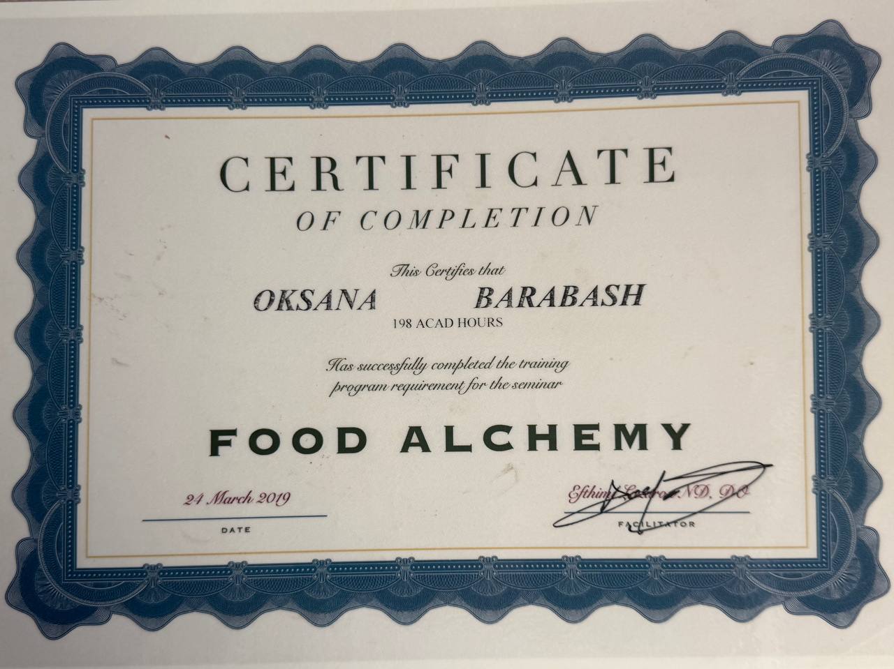 FOOD ALCHEMY · Certificate of Completion